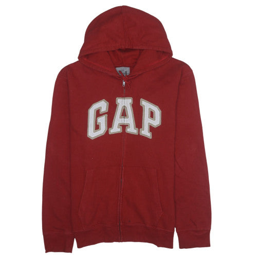 GAP Mens Red Full Zip Hoodie L Logo Fleece Cotton Sweatshirt