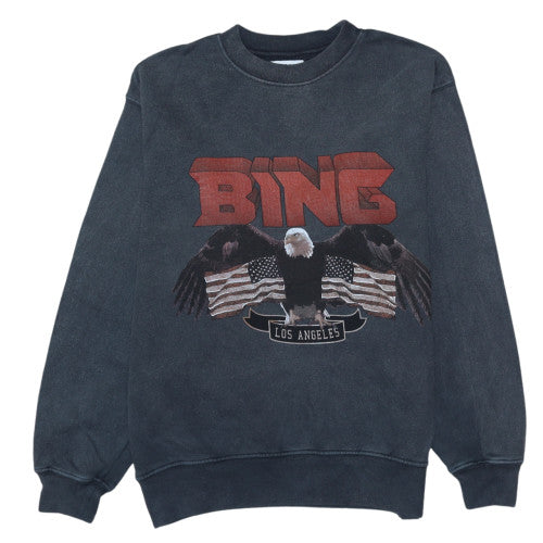 Anine Bing Womens Black Eagle Los Angeles Pullover Sweatshirt XS