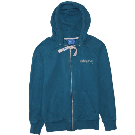 Adidas Womens Teal Full Zip Hoodie Size 10 Cotton Blend Casual
