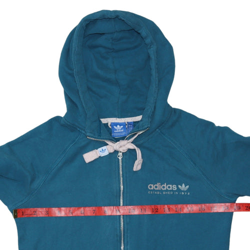 Adidas Womens Teal Full Zip Hoodie Size 10 Cotton Blend Casual
