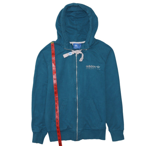 Adidas Womens Teal Full Zip Hoodie Size 10 Cotton Blend Casual