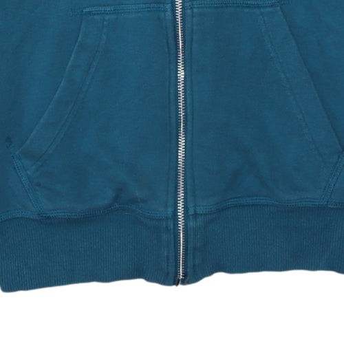 Adidas Womens Teal Full Zip Hoodie Size 10 Cotton Blend Casual
