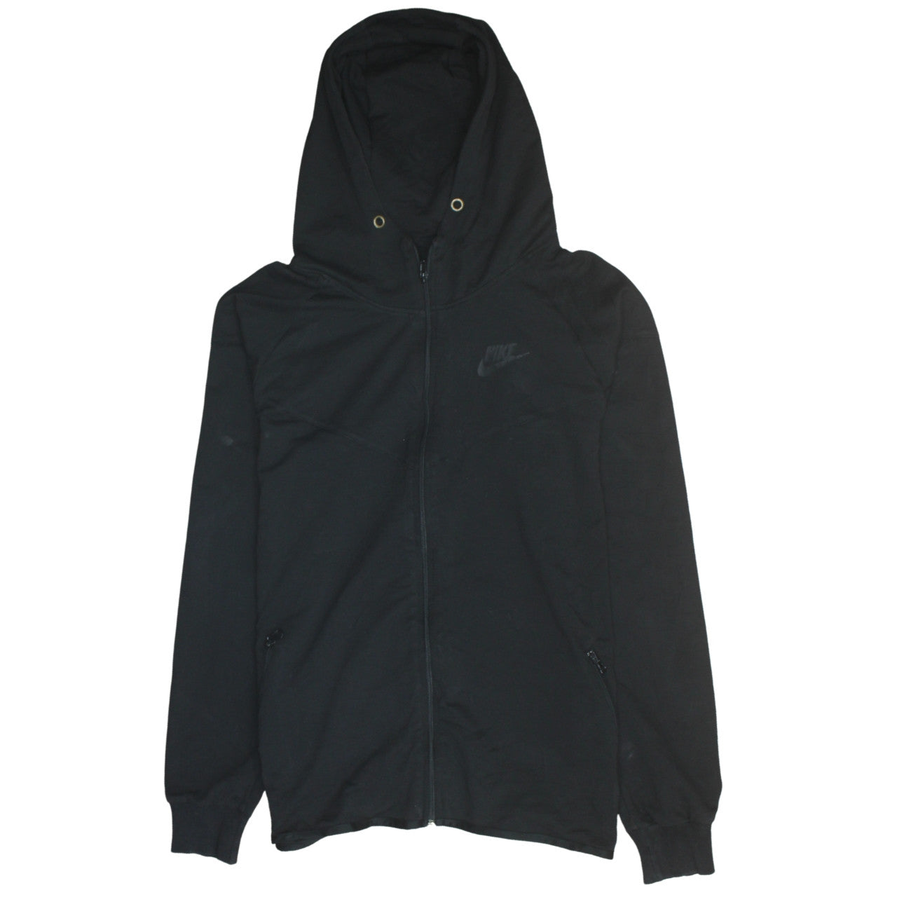 Nike Men's Black Full Zip Hoodie L Sportswear Cotton Blend