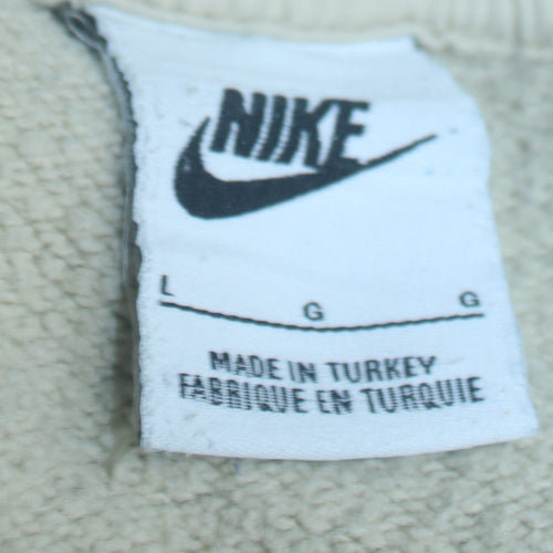 Nike Women Beige Short Sleeve Pullover Sweatshirt L Cotton Blend
