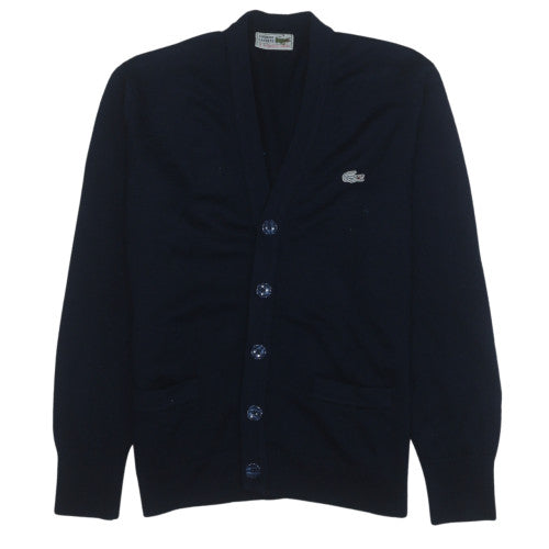 Lacoste Men's Blue Wool Cardigan M Classic V-Neck Logo Knit