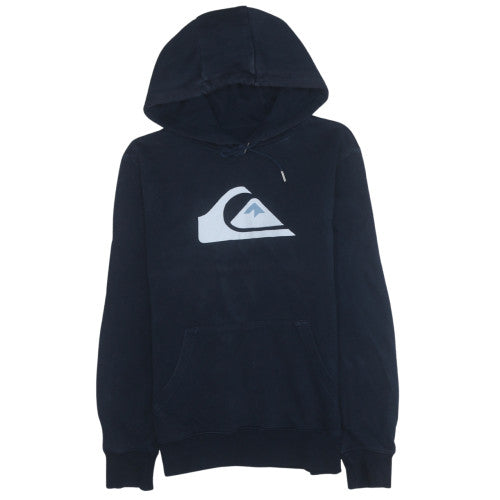 Quiksilver Men Blue Pullover Hoodie XS Regular Fit Logo Design