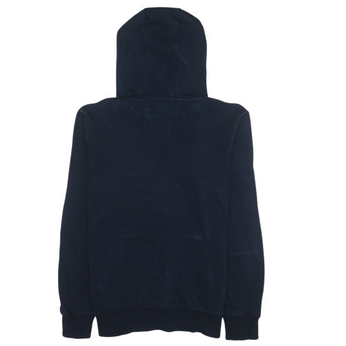 Quiksilver Men Blue Pullover Hoodie XS Regular Fit Logo Design