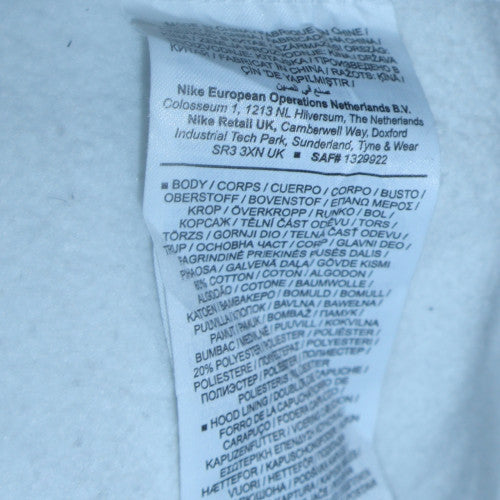 Nike Men's White Pullover Hoodie L Regular Fit Sports Fleece