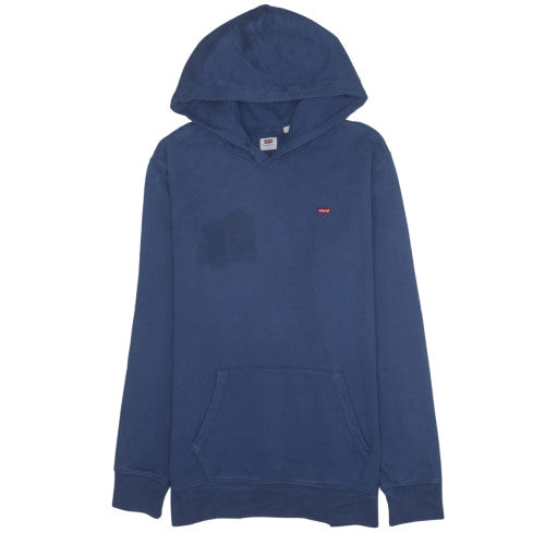 Levi's Men's Blue Pullover Hoodie L Cotton Fleece Logo Casual