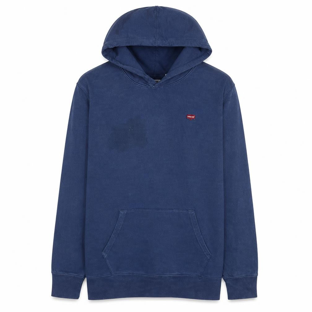 Front view of Levi's Men's Blue Pullover Hoodie L Cotton Fleece Logo Casual