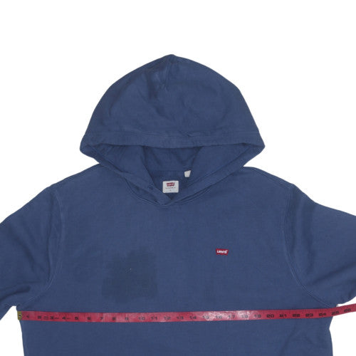 Levi's Men's Blue Pullover Hoodie L Cotton Fleece Logo Casual