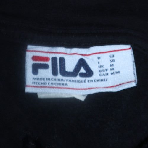 Fila Men’s Black Pullover Hoodie Size M Regular Fit Fleece Sweatshirt