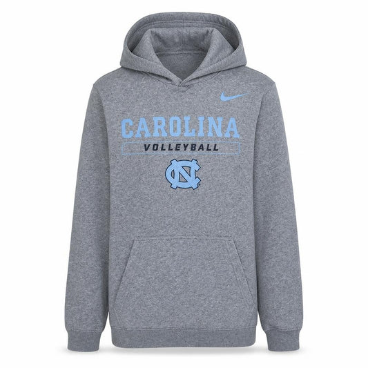 Front view of Nike Men's Grey Carolina Volleyball Pullover Hoodie, size M
