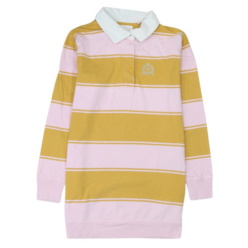 Next Womens Polo Shirt Multicoloured Striped Long Sleeve UK 8