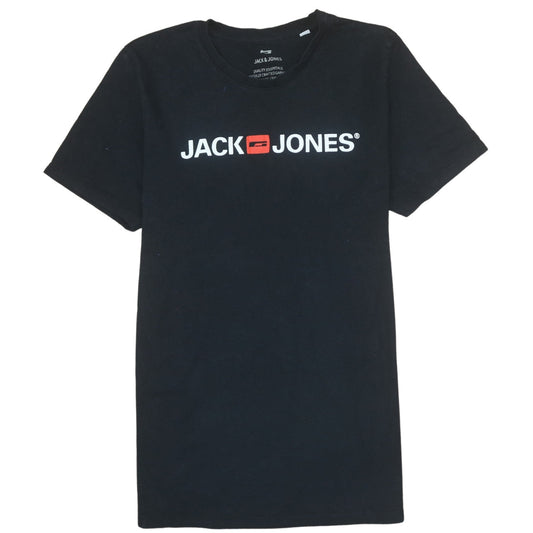 Jack & Jones Mens Black XL Graphic Logo Cotton Crew Neck T-Shirt