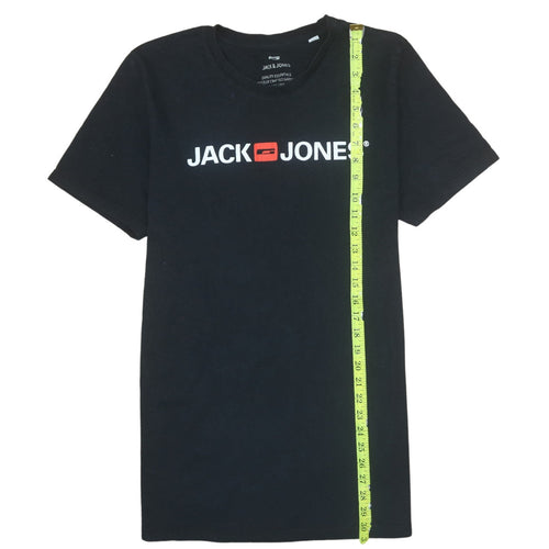 Jack & Jones Mens Black XL Graphic Logo Cotton Crew Neck T-Shirt