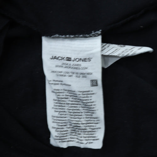 Jack & Jones Mens Black XL Graphic Logo Cotton Crew Neck T-Shirt