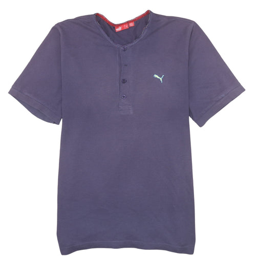 Puma Men’s Blue Henley Short Sleeve Cotton T-Shirt Size M