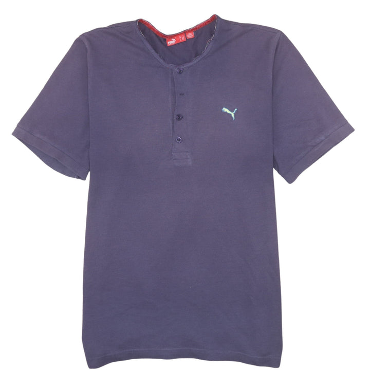 Puma Men’s Blue Henley Short Sleeve Cotton T-Shirt Size M