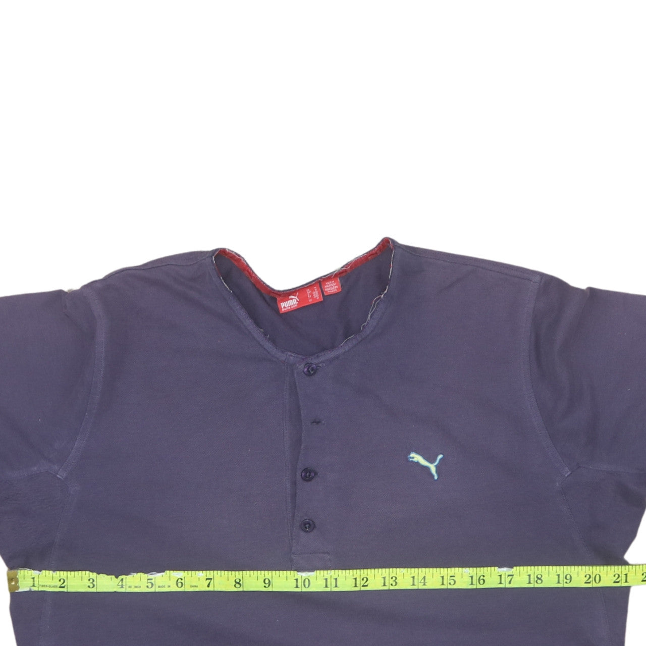 Puma Men’s Blue Henley Short Sleeve Cotton T-Shirt Size M