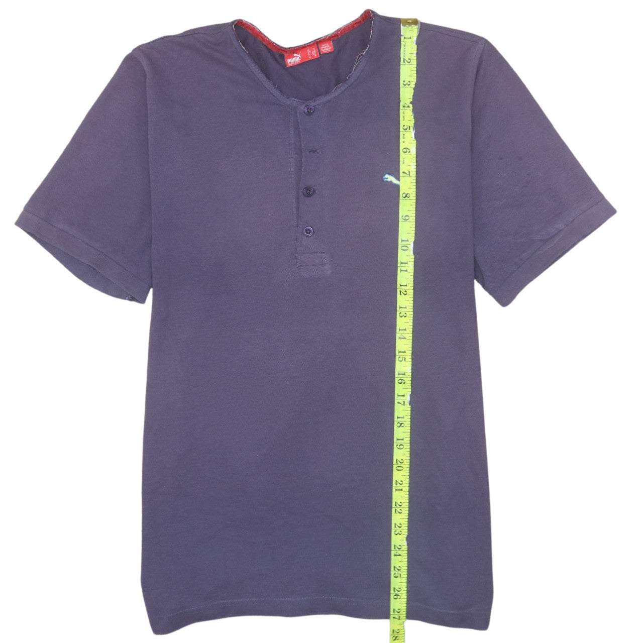 Puma Men’s Blue Henley Short Sleeve Cotton T-Shirt Size M