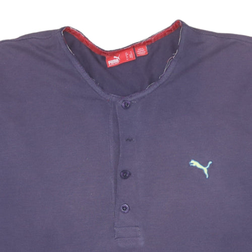 Puma Men’s Blue Henley Short Sleeve Cotton T-Shirt Size M