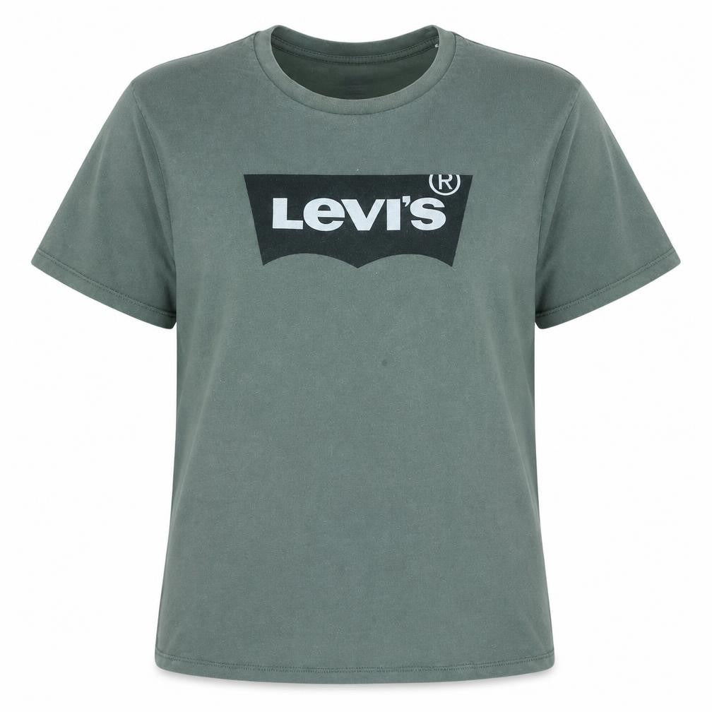 Front view of Levi's Women's Green 2XL Basic Crew Neck Short Sleeve T-Shirt