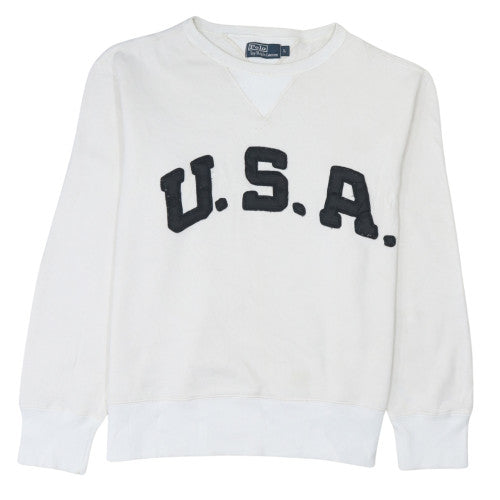 Polo Ralph Lauren Men's White USA Logo Crew Neck Sweatshirt L