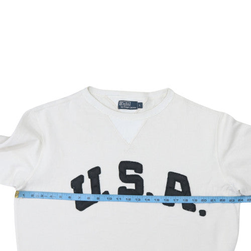 Polo Ralph Lauren Men's White USA Logo Crew Neck Sweatshirt L