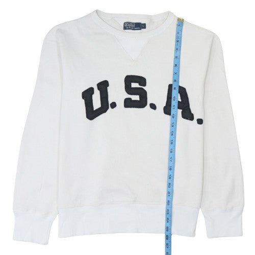 Polo Ralph Lauren Men's White USA Logo Crew Neck Sweatshirt L