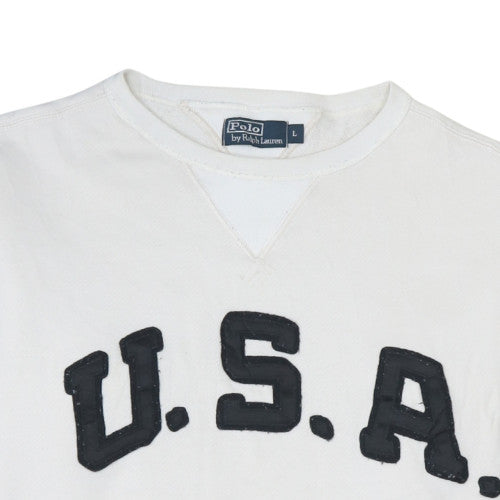Polo Ralph Lauren Men's White USA Logo Crew Neck Sweatshirt L