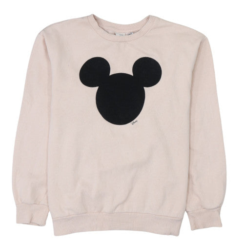 H&M Disney Women Beige Sweatshirt Mickey Mouse Motif Size 14