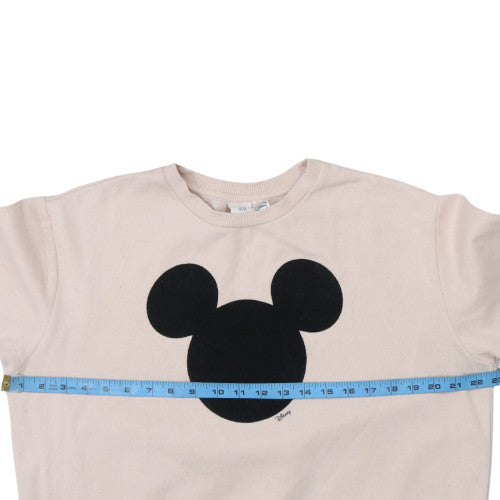 H&M Disney Women Beige Sweatshirt Mickey Mouse Motif Size 14