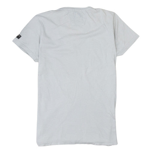 Chasin' Men's Grey Graphic Print V-Neck Cotton T-Shirt Size M