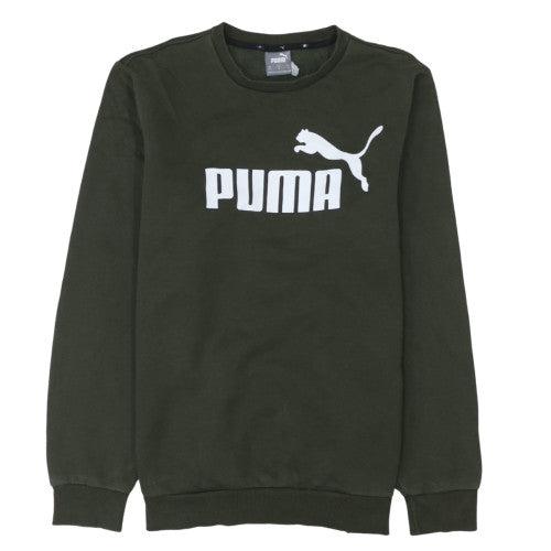 Puma Men's Green Pullover Crew Neck Logo Sweatshirt Size M