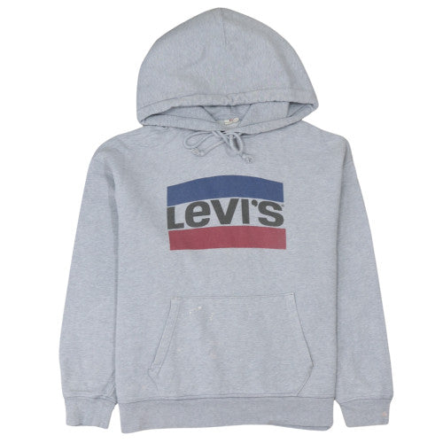 Levi's Men's Grey Pullover Hoodie L Logo Fleece Sweatshirt