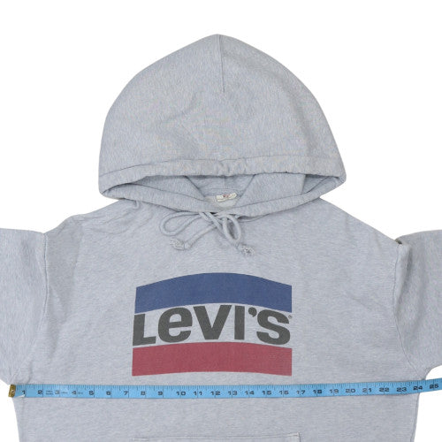 Levi's Men's Grey Pullover Hoodie L Logo Fleece Sweatshirt