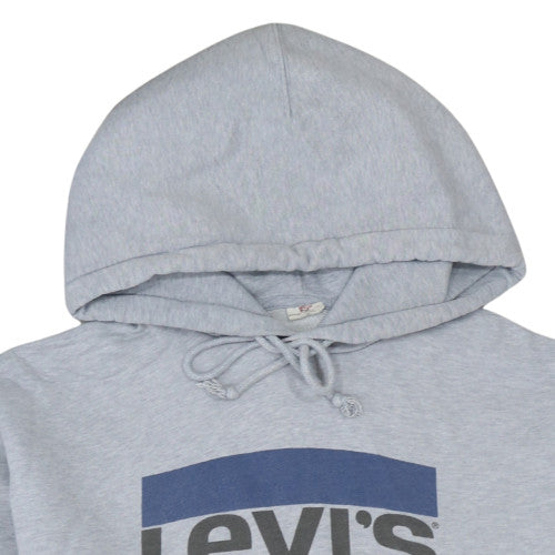 Levi's Men's Grey Pullover Hoodie L Logo Fleece Sweatshirt