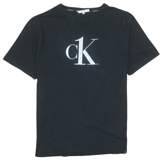 Calvin Klein Women's Black Cotton Logo T-Shirt M Short Sleeve