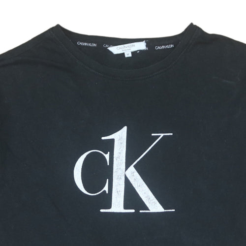 Calvin Klein Women's Black Cotton Logo T-Shirt M Short Sleeve