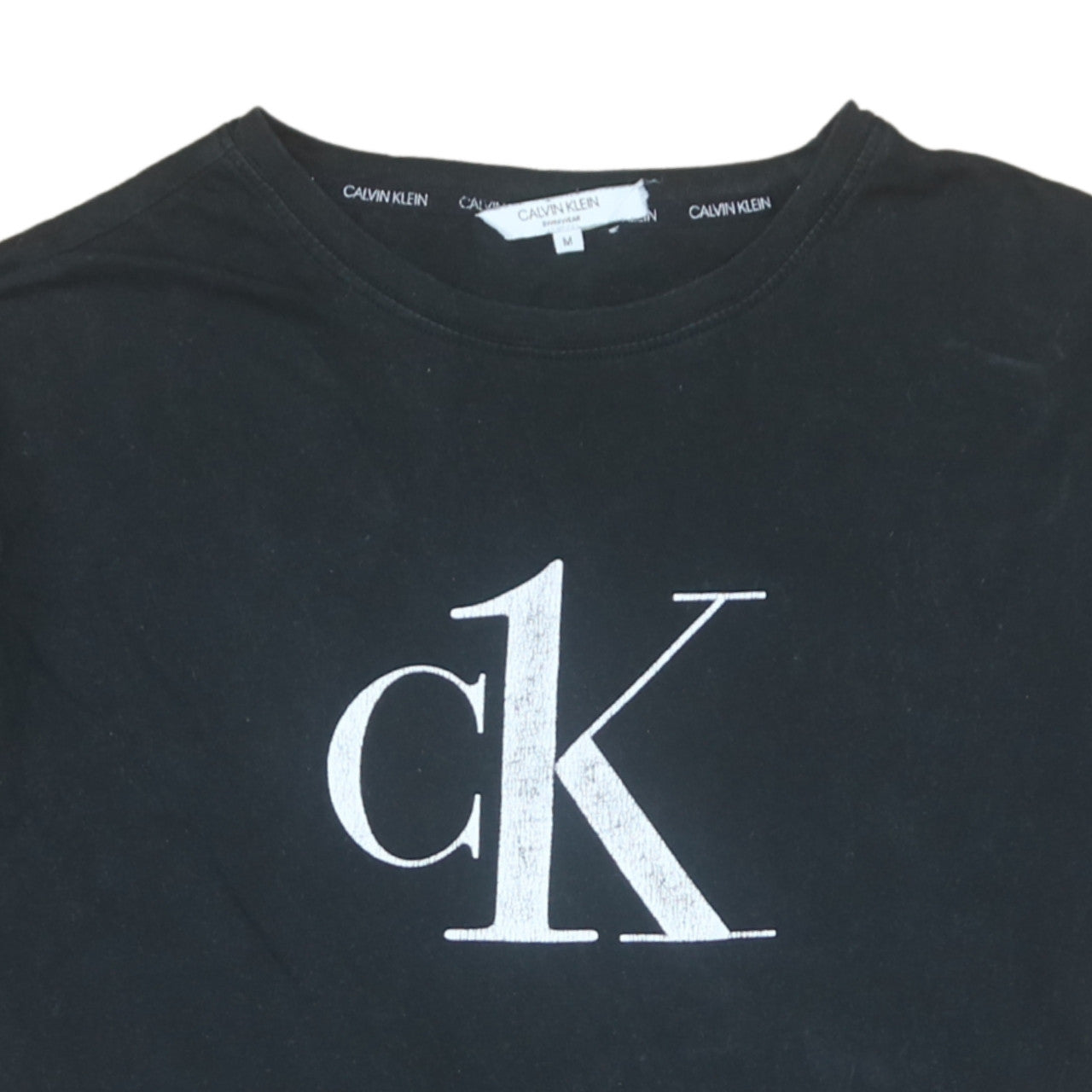 Calvin Klein Women's Black Cotton Logo T-Shirt M Short Sleeve