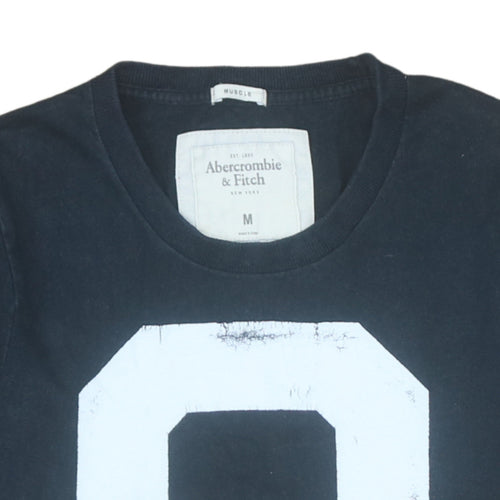 Abercrombie & Fitch Men's Black Graphic Print Crew Neck T-Shirt M