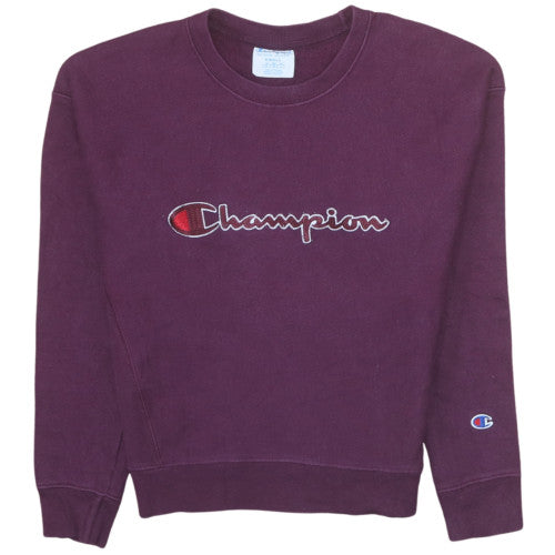 Champion Women’s Purple Reverse Weave Sweatshirt Small Logo Crew Neck