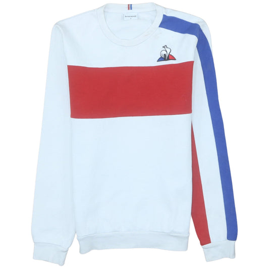 Le Coq Sportif Mens White Red Blue Logo Sweatshirt Size S