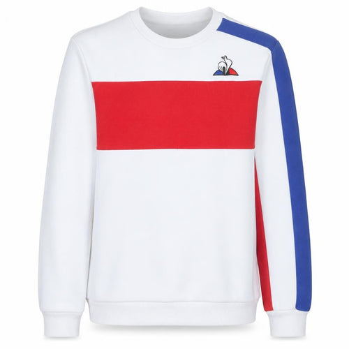 Le Coq Sportif Mens White Red Blue Logo Sweatshirt Size S