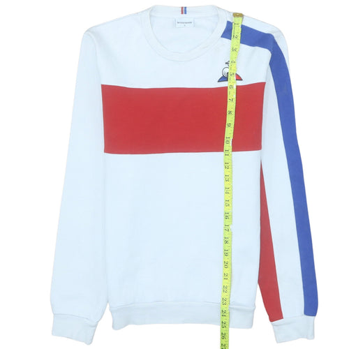 Le Coq Sportif Mens White Red Blue Logo Sweatshirt Size S