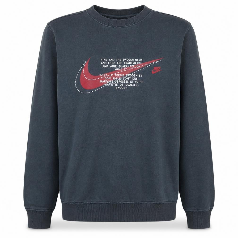 Front view of Nike Men's Blue Graphic Pullover Sweatshirt Small