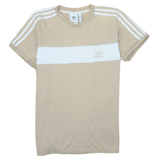 Adidas Men's Beige Colourblock 3-Stripes T-Shirt Size M
