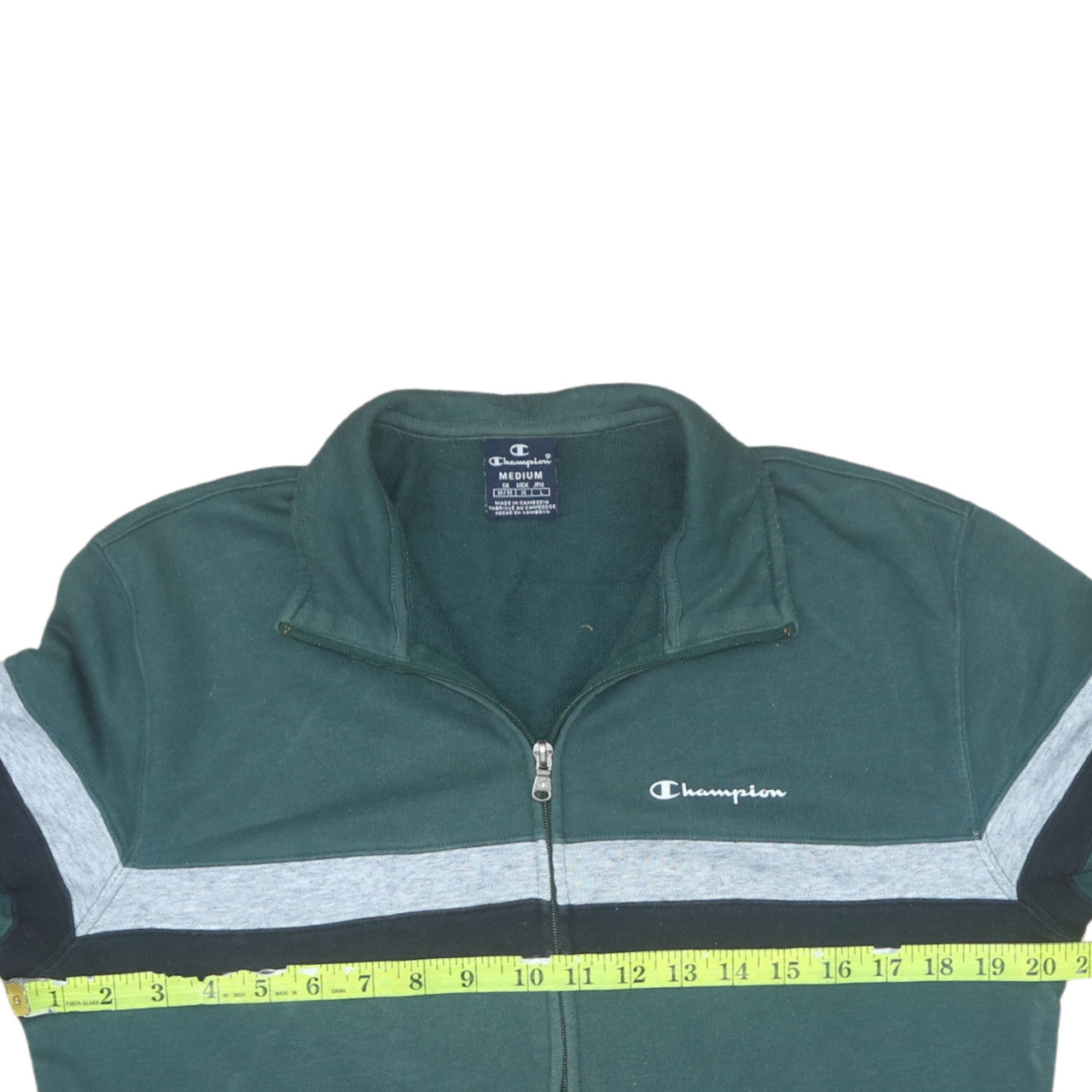 Champion Men’s Green Track Jacket Medium Full Zip Regular Fit
