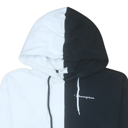 Champion Men's Black White Pullover Hoodie Medium Colour Block